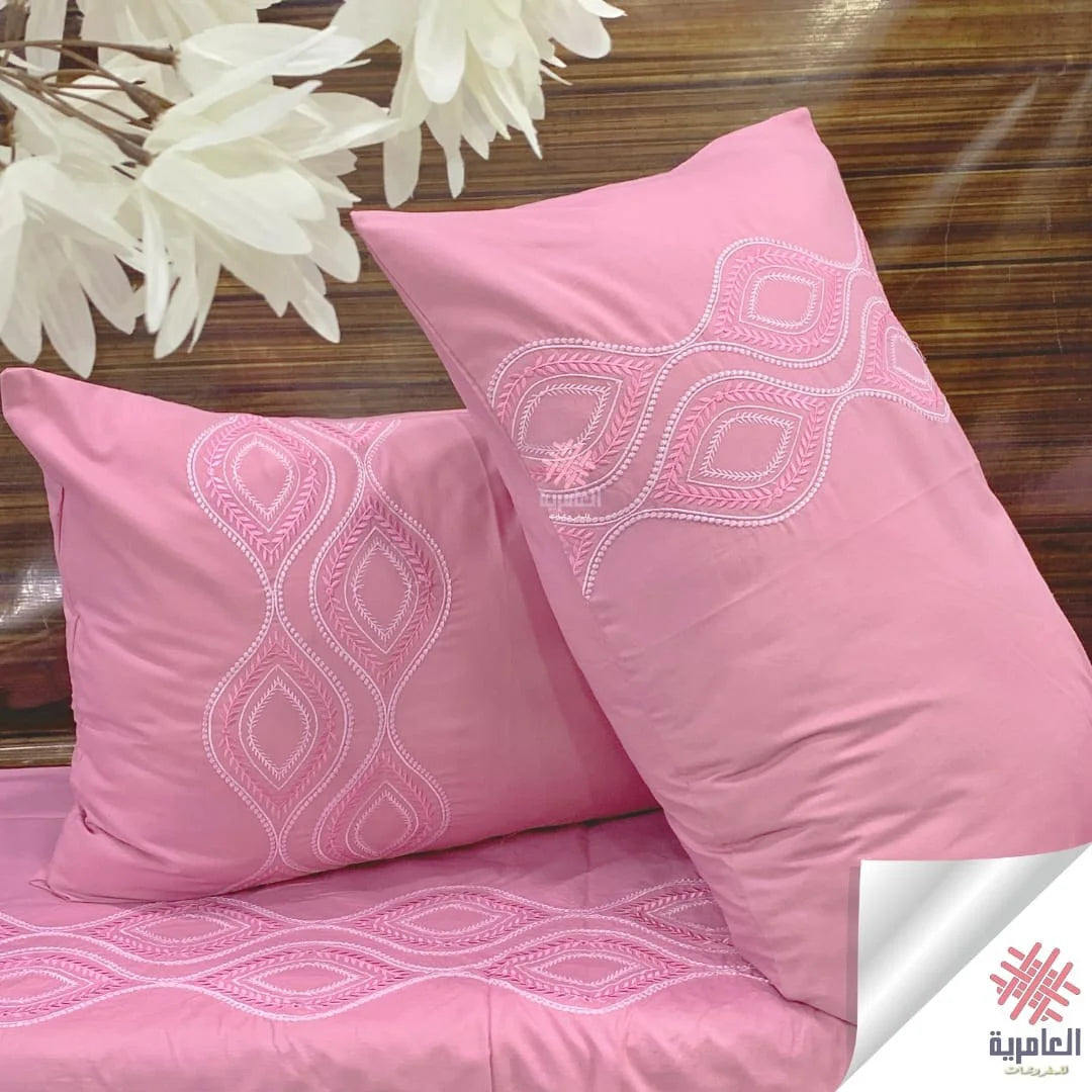 طقم ملاية مطرز عنو بتصميم عيون فخم – 4 قطع 5123