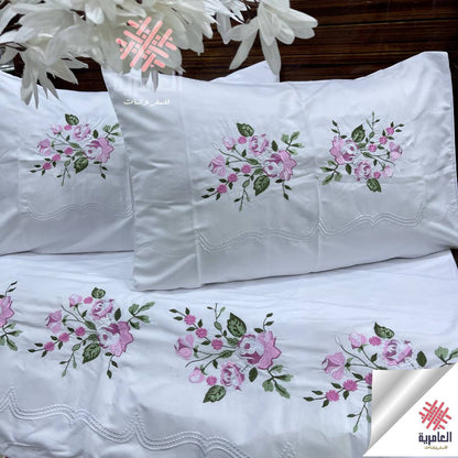 طقم ملاية ياسمينا مطرز كبير– 4 قطع 5117