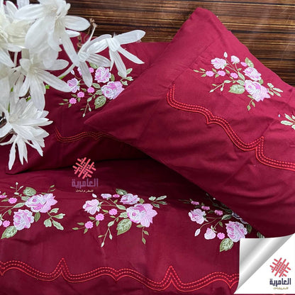 طقم ملاية ياسمينا مطرز كبير– 4 قطع 5117