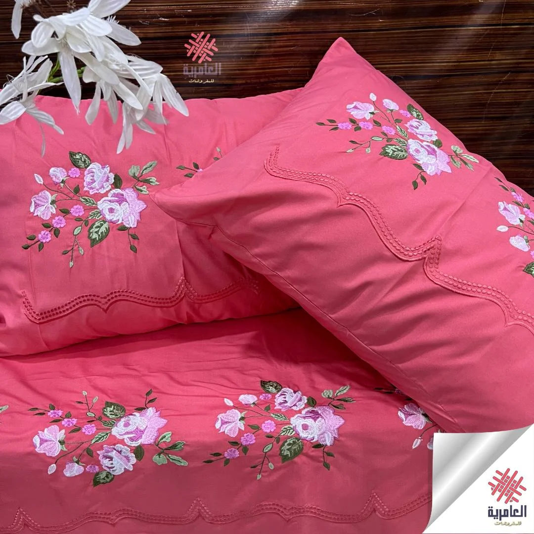 طقم ملاية ياسمينا مطرز كبير– 4 قطع 5117