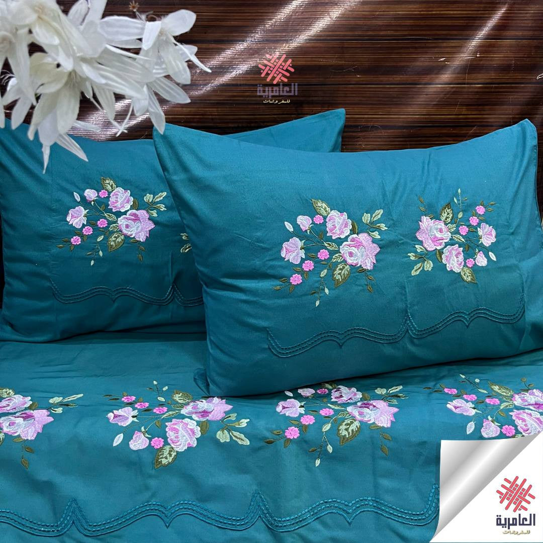 طقم ملاية ياسمينا مطرز كبير– 4 قطع 5117