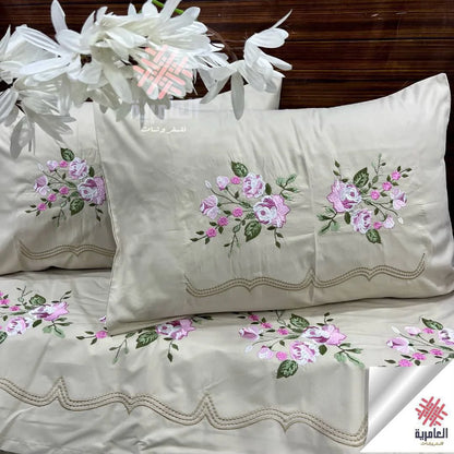 طقم ملاية ياسمينا مطرز كبير– 4 قطع 5117