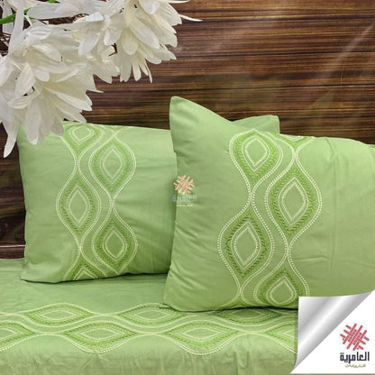 طقم ملاية مطرز عنو بتصميم عيون فخم – 4 قطع 5123